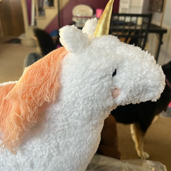 White and Peach Unicorn Plush - Picture 2 of 3